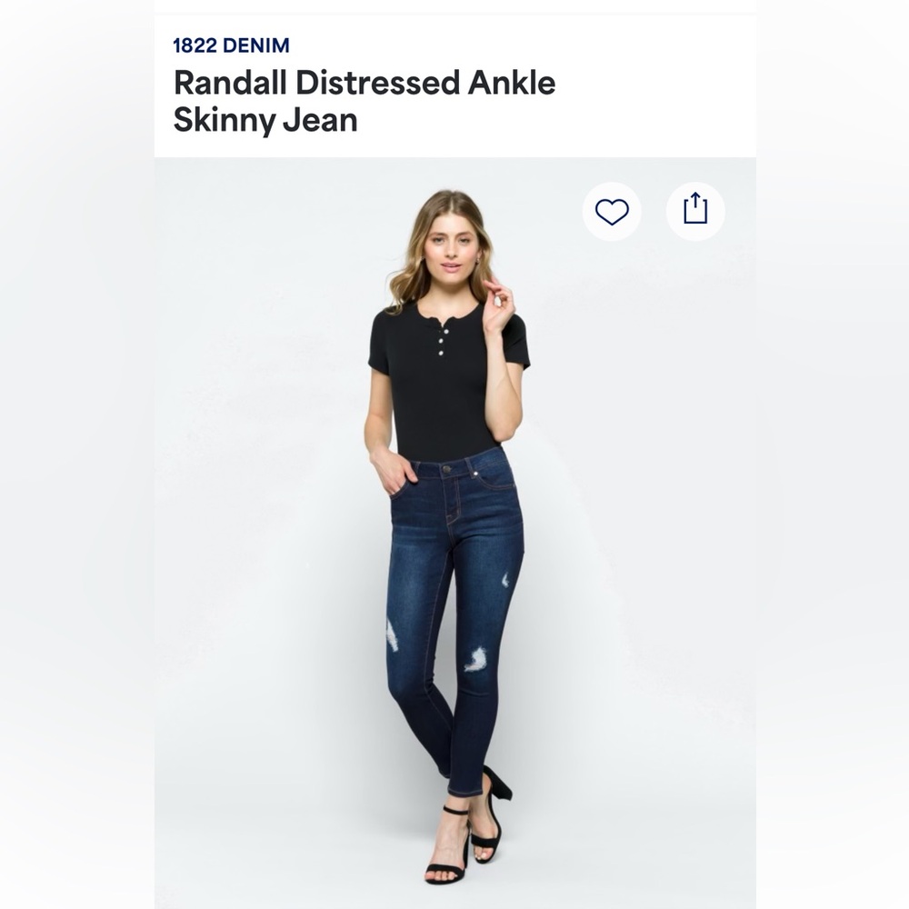 1822 Denim Indigo Skinny Jeans with Distressed Knee